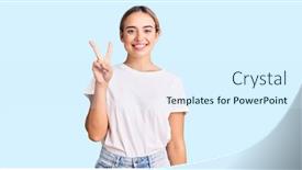  Presentation with tshirt - Theme having young-beautiful-blonde-woman-wearing background and a sky blue colored foreground