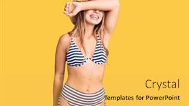  Presentation with blind - PPT theme with young-beautiful-blonde-woman-wearing background and a yellow colored foreground