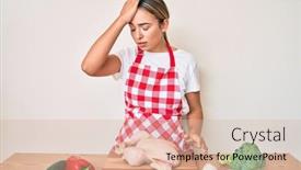  Presentation with apron - Audience pleasing PPT theme consisting of young-beautiful-blonde-woman-wearing backdrop and a lemonade colored foreground