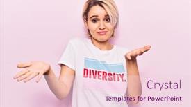  Presentation with diversity hands - Audience pleasing theme consisting of young-beautiful-blonde-woman-wearing backdrop and a lemonade colored foreground