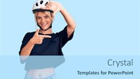  Presentation with creativity - Cool new slide deck with young-beautiful-blonde-woman-wearing backdrop and a light blue colored foreground