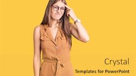  Presentation with acne woman - Beautiful presentation design featuring young-beautiful-blonde-woman-wearing backdrop and a yellow colored foreground