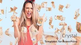  Presentation with rock star - Presentation theme enhanced with young-beautiful-blonde-woman-wearing background and a lemonade colored foreground