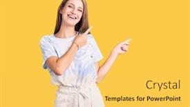  Presentation with tshirt - PPT layouts with young-beautiful-blonde-woman-wearing background and a yellow colored foreground