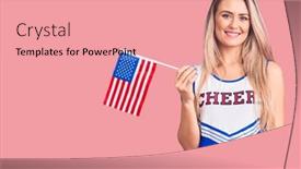  Presentation with united states flag - PPT layouts enhanced with young-beautiful-blonde-woman-wearing background and a coral colored foreground