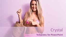  Presentation with beach bag - Presentation design enhanced with young-beautiful-blonde-woman-wearing background and a lemonade colored foreground