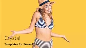  Presentation with comparison - Amazing PPT theme having young-beautiful-blonde-woman-wearing backdrop and a yellow colored foreground