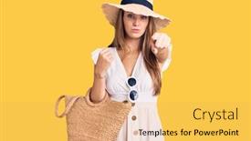  Presentation with wicker - Audience pleasing slide deck consisting of young-beautiful-blonde-woman-wearing backdrop and a yellow colored foreground