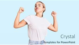  Presentation with tshirt - Cool new theme with young-beautiful-blonde-woman-wearing backdrop and a sky blue colored foreground