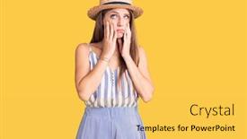  Presentation with sadness - Amazing theme having young-beautiful-blonde-woman-wearing backdrop and a yellow colored foreground