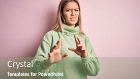  Presentation with wool - Beautiful slide deck featuring young-beautiful-blonde-woman-wearing backdrop and a seafoam green colored foreground