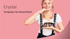  Presentation with oktoberfest - Cool new PPT layouts with young-beautiful-blonde-woman-wearing backdrop and a coral colored foreground