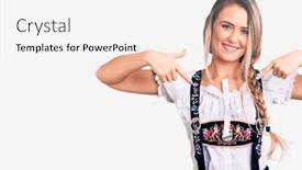  Presentation with oktoberfest - Colorful slide set enhanced with young-beautiful-blonde-woman-wearing backdrop and a white colored foreground