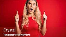  Presentation with young woman wearing boxer gloves - PPT theme consisting of young-beautiful-blonde-woman-wearing background and a crimson colored foreground