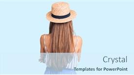  Presentation with army hat - Colorful presentation design enhanced with young-beautiful-blonde-woman-wearing backdrop and a sky blue colored foreground