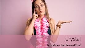  Presentation with hawaiian - Presentation theme with young-beautiful-blonde-woman-wearing background and a coral colored foreground
