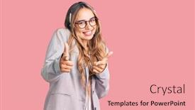  Presentation with call center - Cool new slide set with young-beautiful-blonde-woman-wearing backdrop and a coral colored foreground