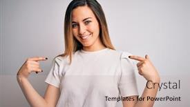  Presentation with blue eyes - Audience pleasing slides consisting of young-beautiful-blonde-woman backdrop and a soft green colored foreground