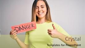  Presentation with danger - Theme having young-beautiful-blonde-woman background and a yellow colored foreground