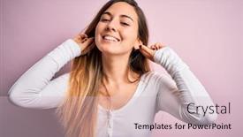  Presentation with blue pink - Beautiful slides featuring young-beautiful-blonde-woman backdrop and a soft green colored foreground