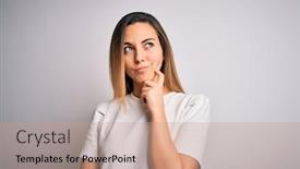  Presentation with blue eyes - PPT theme with young-beautiful-blonde-woman background and a coral colored foreground