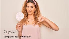  Presentation with sweet candy - Slide deck consisting of young-beautiful-blonde-woman background and a lemonade colored foreground