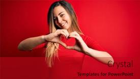  Presentation with romantic love - Audience pleasing PPT theme consisting of young-beautiful-blonde-woman backdrop and a crimson colored foreground