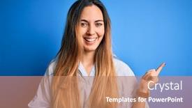  Presentation with blue eyes - Presentation theme enhanced with young-beautiful-blonde-woman background and a coral colored foreground