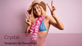  Presentation with hawaiian flowers - Slide set featuring young-beautiful-blonde-woman background and a coral colored foreground