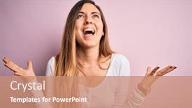  Presentation with pink blue - Colorful PPT theme enhanced with young-beautiful-blonde-woman backdrop and a coral colored foreground