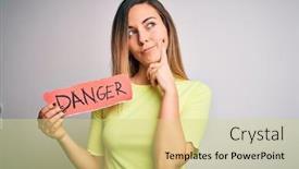  Presentation with blue eyes - Cool new PPT theme with young-beautiful-blonde-woman backdrop and a yellow colored foreground