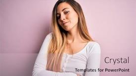  Presentation with pink blue - PPT theme featuring young-beautiful-blonde-woman background and a lemonade colored foreground