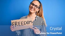  Presentation with banner blue - Slide set having young-beautiful-blonde-woman background and a teal colored foreground
