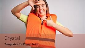  Presentation with blue orange white - PPT theme consisting of young-beautiful-blonde-woman background and a red colored foreground