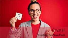  Presentation with blue eyes - Audience pleasing presentation theme consisting of young-beautiful-blonde-woman backdrop and a red colored foreground