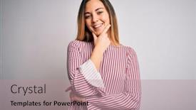  Presentation with blue eyes - Presentation theme enhanced with young-beautiful-blonde-woman background and a coral colored foreground