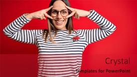  Presentation with beautiful young woman getting face - Cool new PPT layouts with young-beautiful-blonde-woman backdrop and a red colored foreground