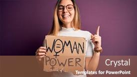  Presentation with women rights - Slide set featuring young-beautiful-blonde-woman background and a coral colored foreground