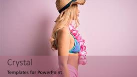  Presentation with hawaiian flowers - Amazing presentation theme having young-beautiful-blonde-woman backdrop and a coral colored foreground