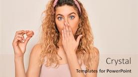  Presentation with chocolate dessert - PPT theme enhanced with young-beautiful-blonde-woman background and a lemonade colored foreground