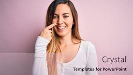  Presentation with pink beauty - PPT theme with young-beautiful-blonde-woman background and a lemonade colored foreground