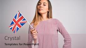  Presentation with blue eyes - Slide deck with young-beautiful-blonde-woman background and a coral colored foreground