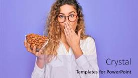  Presentation with healthy snack - Amazing presentation having young-beautiful-blonde-woman backdrop and a light blue colored foreground