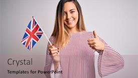  Presentation with united - PPT theme enhanced with young-beautiful-blonde-woman background and a coral colored foreground