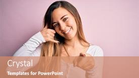  Presentation with blue pink - Presentation theme enhanced with young-beautiful-blonde-woman background and a coral colored foreground