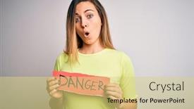  Presentation with danger - Cool new presentation with young-beautiful-blonde-woman backdrop and a yellow colored foreground