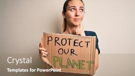  Presentation with banner blue - PPT theme featuring young-beautiful-blonde-woman background and a coral colored foreground