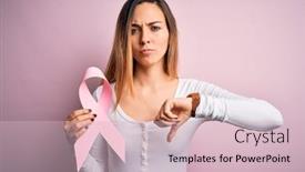  Presentation with blue ribbon symbol - PPT layouts with young-beautiful-blonde-woman background and a soft green colored foreground