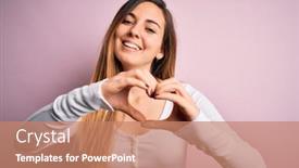  Presentation with romantic love - Theme having young-beautiful-blonde-woman background and a coral colored foreground