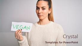  Presentation with vegan - Slide deck consisting of young-beautiful-blonde-woman background and a lemonade colored foreground